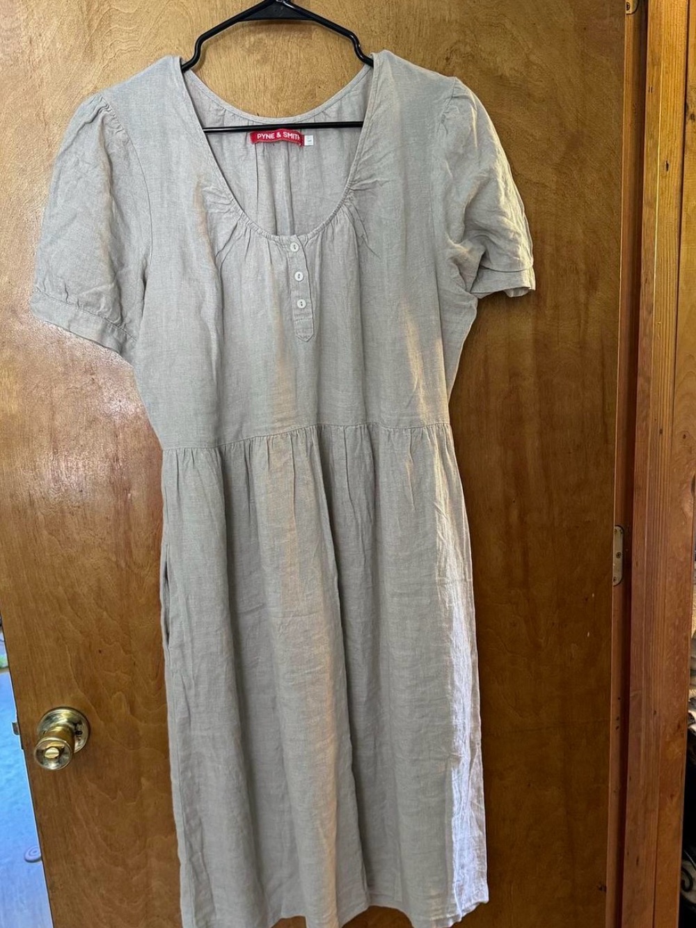 Pyne & Smith Natural Beige Linen Midi Dress